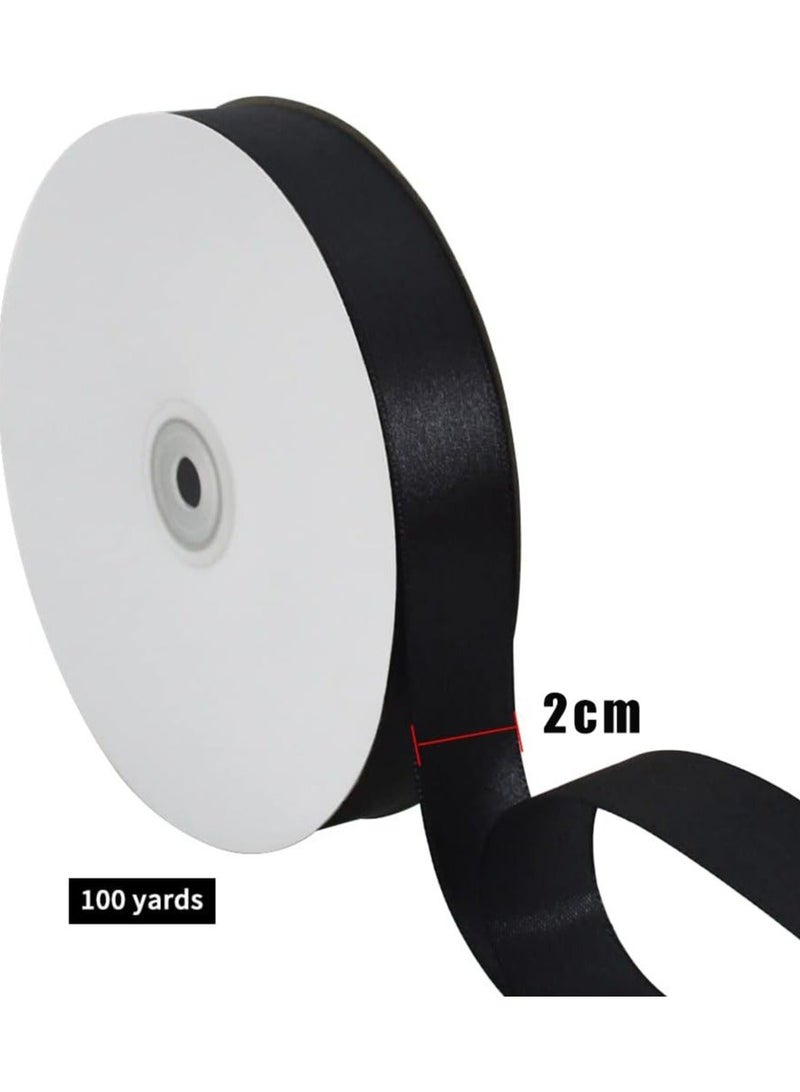 NIIMBOT 1 Roll Black Satin Ribbon, 20mm x 100 Yards, Yards Double Faced Polyester Ribbon, Polyester Decorative Ribbon for Gift Wrapping, Party Favors, Wedding Decorations, Bow Making, Bouquets, Party Decorations, Balloons, Bouquets and Gift Wrapping - Image 2